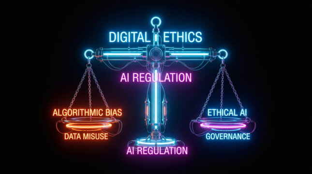 Digital Ethics AI Regulation Concept.