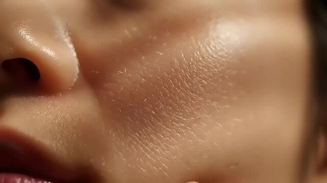 Close-up of a persons face skin.
