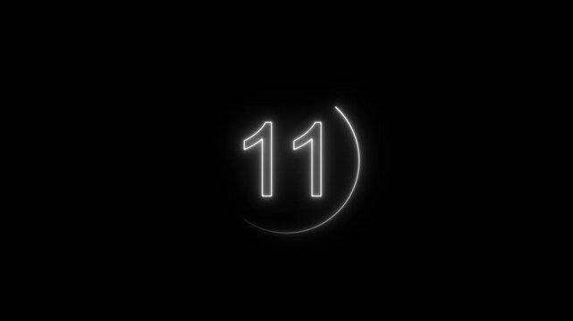   Neon bright glowing countdown timer from 16 to 0 seconds. Neon glowing countdown timer 16 second animation .interesting neon number animation.  Neon Countdown Numbers 16 Second block background