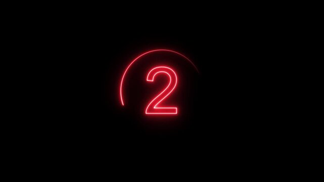 Neon bright glowing countdown timer from 7 to 0 seconds. Neon glowing countdown timer 7 second animation .interesting neon number animation. Stylish Neon Countdown Numbers 7 second block background