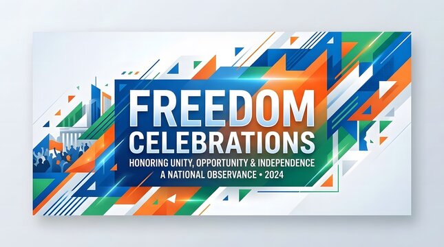 Freedom celebrations banner honoring unity opportunity and independence a national observance for 2024
