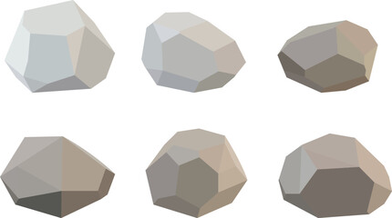 Low Poly Stone Rock Collection Set with Geometric Boulder, Polygonal Mineral and Natural Faceted Stone Vector Illustration © nasima0204