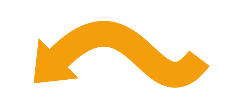 Simple Solid Curvy Downward Pointing Arrow Direction Icon Vector Illustration