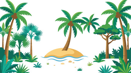 Obraz premium Flat Palm Tree Beach Icon Vector Tropical Summer Design