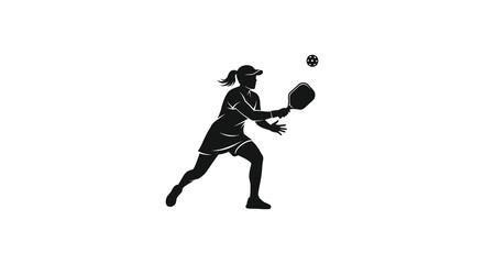Pickleball player silhouette against a white background dynamic sports illustration © Safia512