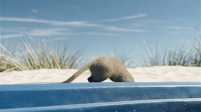 Common Dwarf Mongoose (Helogale parvula) seeking food  in African savanna, South Africa.
