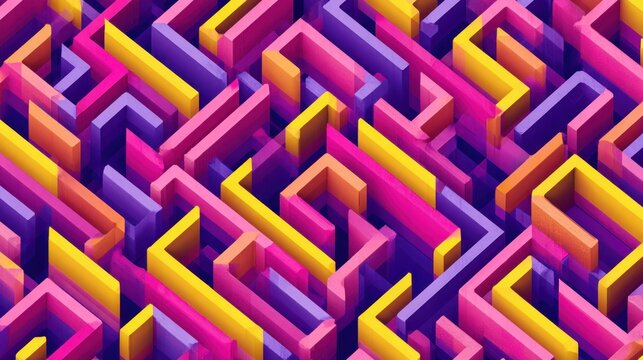 Abstract maze illustration colorful geometric shapes seamless pattern design