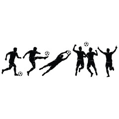 Fototapeta premium Set of Football Player Silhouettes in Action - Soccer Sport Concept