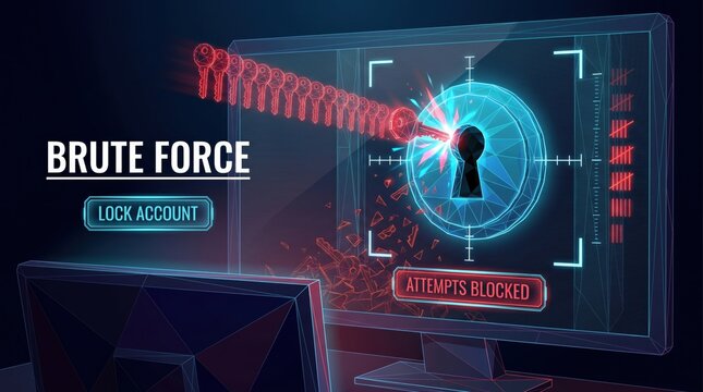 Computer monitor brute force key attack on digital lock data--infrastructure