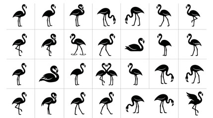 Fototapeta premium Pink Flamingo Bird Silhouette Icon Set Collection for Logo and Web Graphic Design