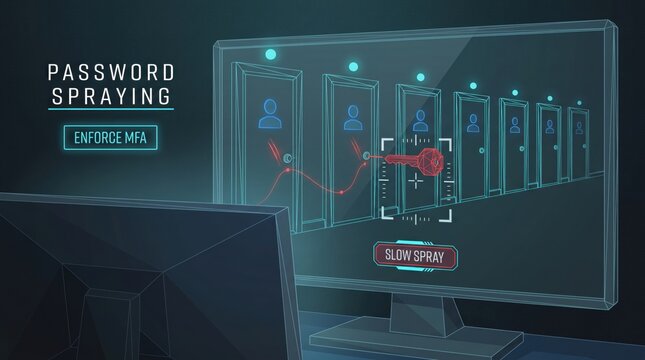 password spraying cyber attack monitor display network security threat detection