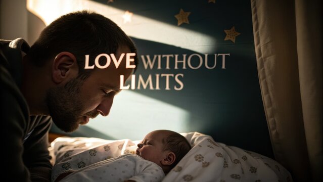 Tender Moment Between Father and Newborn in Soft Natural Light