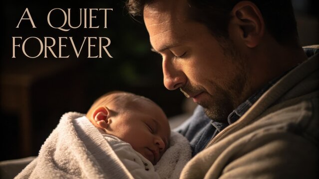 Tender Moment Between Father and Sleeping Baby in Soft Light