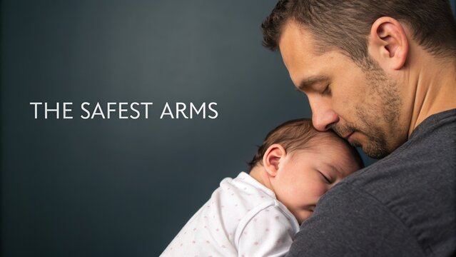 A Caring Father Holding His Sleeping Baby in a Secure Embrace