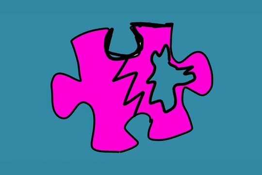 Stylized Pink Jigsaw Puzzle Connection Symbolizing Teamwork Problem Solving Unity