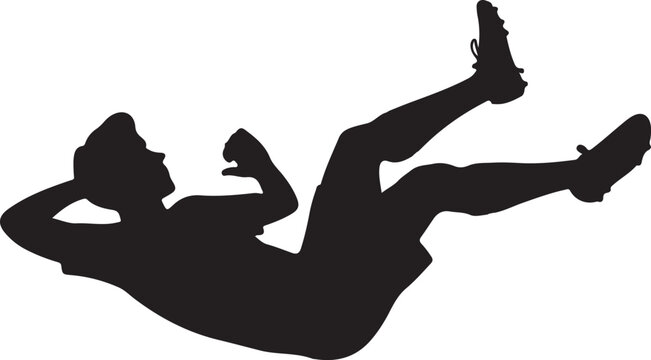 Black silhouette of a man doing crunches