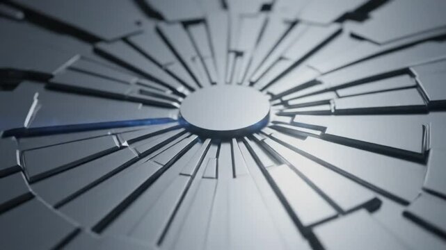 Abstract metallic structure expanding outwards from a central point futuristic design with energy visual
