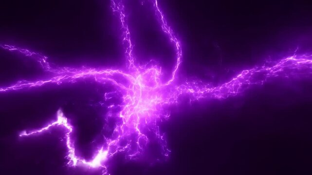 Vivid purple lightning pulses across dark sky in dynamic electrical storm sequence