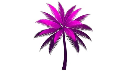 Obraz premium Vibrant Purple Palm Tree Isolated on White Background.