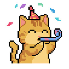 Fototapeta premium Emoticon PNG images, cute cat emoticons, cat character emoticons, cat emoticons celebrating birthday, latest emoticons, cute emoticons, pixel art style emoticons