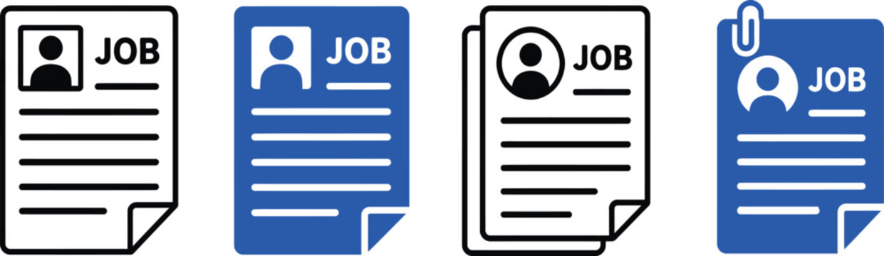 Flat job application resume icons set