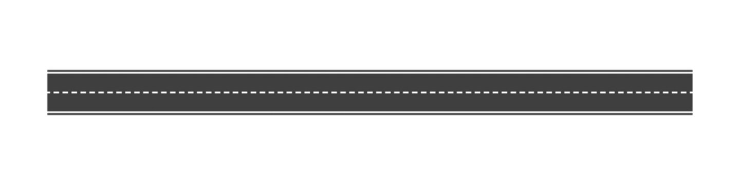 Straight asphalt road section with white dashed and solid lines