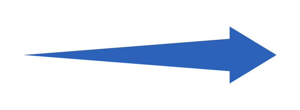 Blue directional arrow pointing right for progress and navigation