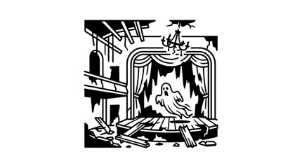 Fototapeta premium Ghost in a ruined room.