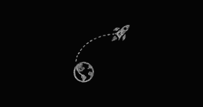 Sketch flight trajectory icon animation - smooth progressive reveal
