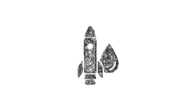 Sketch liquid fuel rocket icon animation - smooth progressive reveal