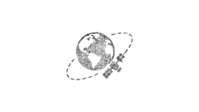 Sketch low earth orbit icon animation - smooth progressive reveal