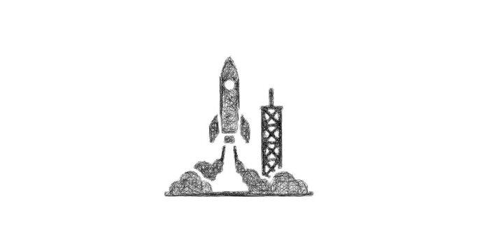 Sketch rocket launch icon animation - smooth progressive reveal