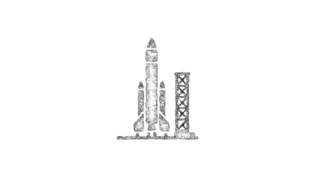 Sketch launch vehicle icon animation - smooth progressive reveal