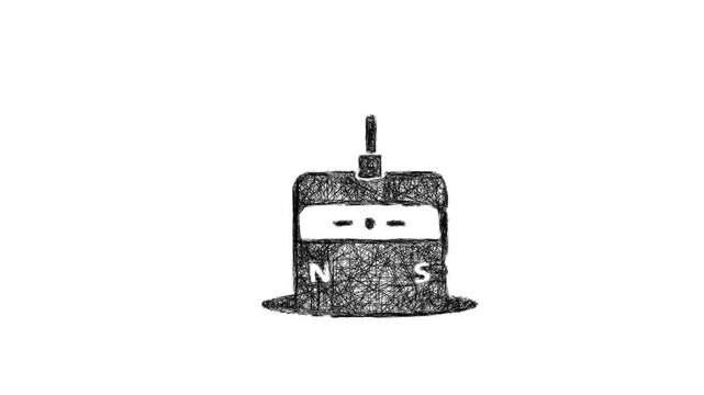 Sketch magnetic field sensor icon animation - smooth progressive reveal