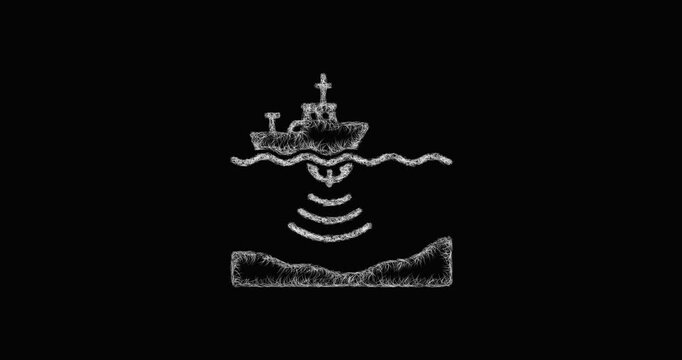 Sketch oceanography icon animation - smooth progressive reveal