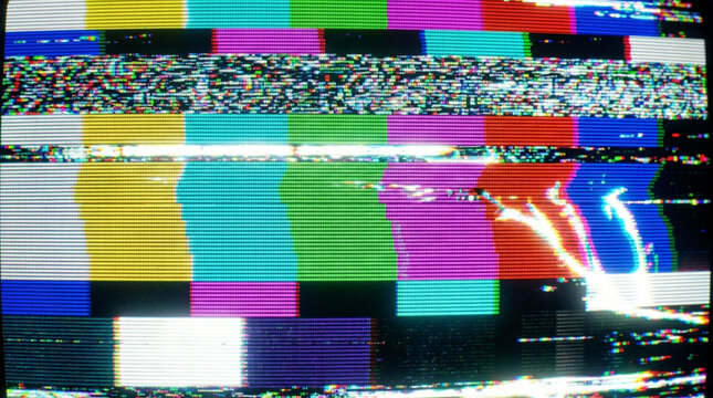 Glitchy colorful TV static screen