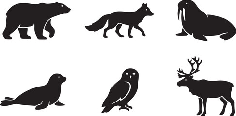 Black silhouette animals vector set © Mahmudul