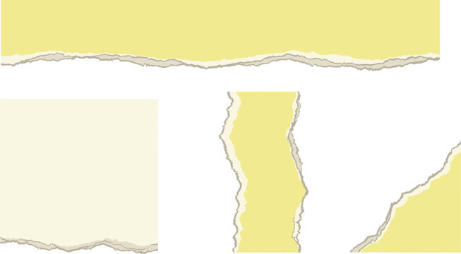 Torn paper edges vector set featuring ripped notebook borders textured blank sheets scrapbooking note fragments and horizontal banners