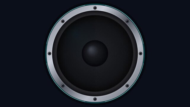 The realistic 4K loop video shows a large speaker on screen
