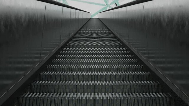 Seamless Escalator Moving Loop Animation in Modern Interior, 4K Ultra HD