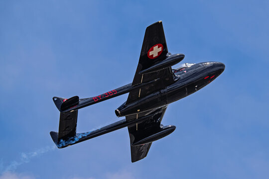 Wings over Cannon 2026 6-5-2026 Clovis, NM USADe Havilland DH-115 Vampire flown vy John Conelly performing at the Wings over Cannon Air Show at Cannon AFB New Mexico