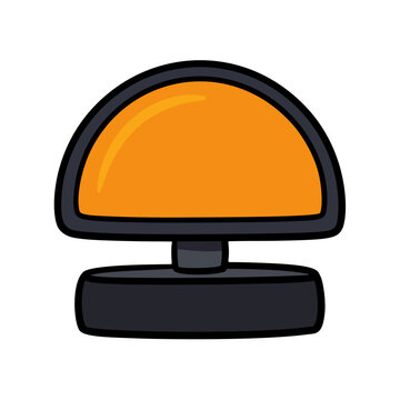 Orange game show buzzer button vector illustration