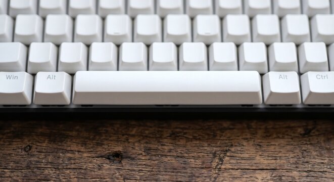 Blank white spacebar key mockup on a mechanical keyboard