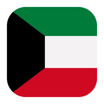 Kuwait flag icon. Square flag button with rounded corners