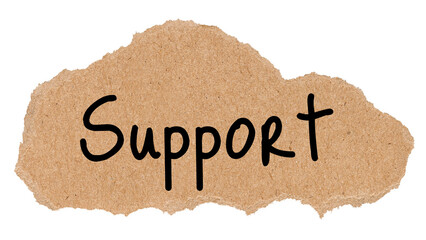 Obraz premium Support png word, torn paper, ephemera digital sticker in transparent background