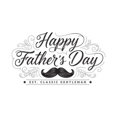 Fototapeta premium Floral Ornament With Mustache And Text Vector Illustration