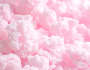 Fototapeta premium Close-up view of a multitude of small, fluffy, light pink, cloud-like shapes
