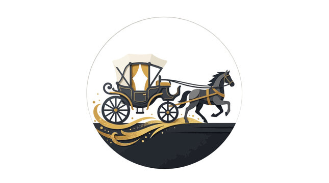 Elegant Horse Drawn Carriage with Ornate Details.