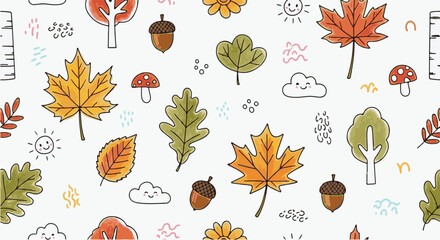 Autumn Hand-Drawn Doodle Pattern © Mend