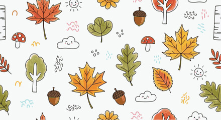 Autumn Hand-Drawn Doodle Pattern © Mend